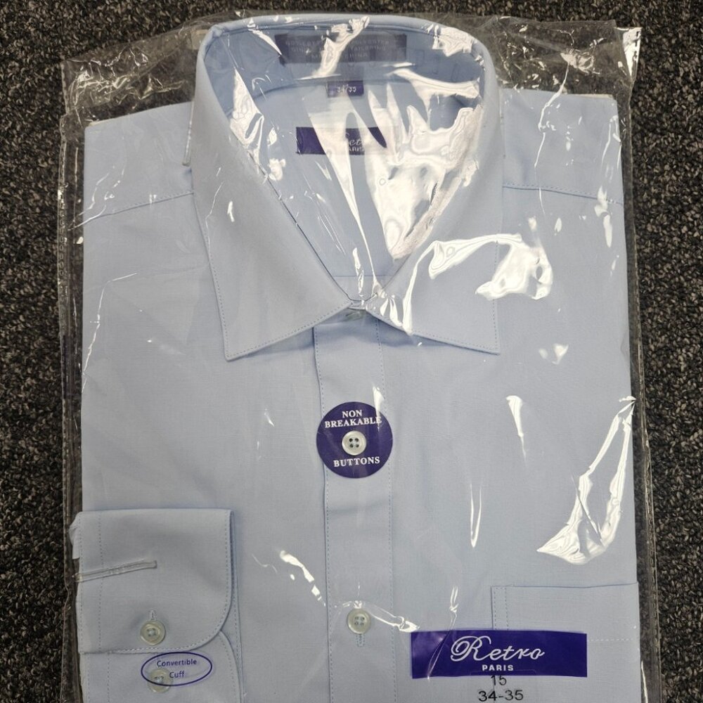 Men's Regular Fit Long Sleeve Solid Color Dress Shirts LtBlue